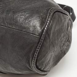 Jimmy Choo Black Leather and Snakeskin Trim Large Riki Bag