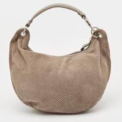 Jimmy Choo Beige Suede Small Studded Sky Hobo