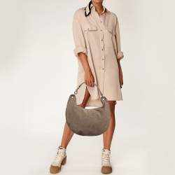 Jimmy Choo Beige Suede Small Studded Sky Hobo