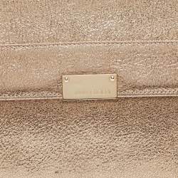 Pre Owned Jimmy Choo Gold Leather Large Reese Clutch