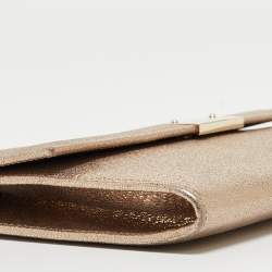 Pre Owned Jimmy Choo Gold Leather Large Reese Clutch