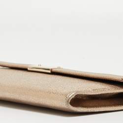 Pre Owned Jimmy Choo Gold Leather Large Reese Clutch