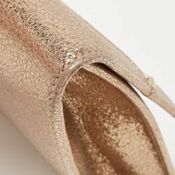 Pre Owned Jimmy Choo Gold Leather Large Reese Clutch