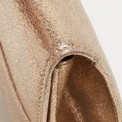 Pre Owned Jimmy Choo Gold Leather Large Reese Clutch