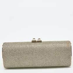 Pre Owned Jimmy Choo Gold/Silver Glitter Lurex Fabric Twill Tube Clutch