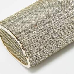 Pre Owned Jimmy Choo Gold/Silver Glitter Lurex Fabric Twill Tube Clutch