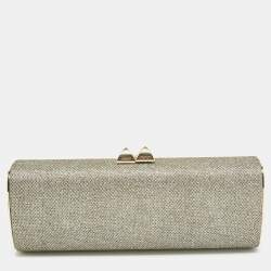 Pre Owned Jimmy Choo Gold/Silver Glitter Lurex Fabric Twill Tube Clutch