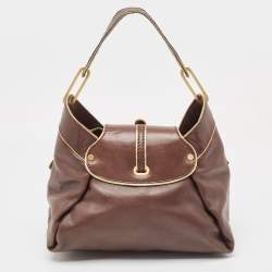 Pre Owned Jimmy Choo Brown/Gold Leather Tulita Shoulder Bag