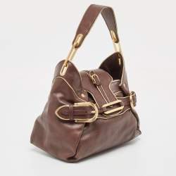 Pre Owned Jimmy Choo Brown/Gold Leather Tulita Shoulder Bag