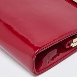 Pre Owned Jimmy Choo Red Patent Leather Carmen Frame Clutch 