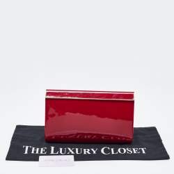 Pre Owned Jimmy Choo Red Patent Leather Carmen Frame Clutch 