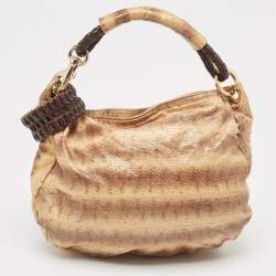 Jimmy Choo Cream Watersnake Leather Sky Bangle Hobo