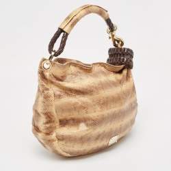 Jimmy Choo Cream Watersnake Leather Sky Bangle Hobo