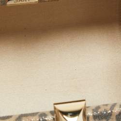 Pre Owned Jimmy Choo Light Beige Leopard Print Suede Compact Twill Tube Clutch