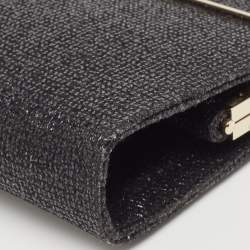 Jimmy Choo Black Fabric and Glitter Frame Clutch