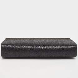 Jimmy Choo Black Fabric and Glitter Frame Clutch