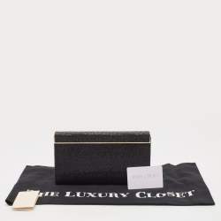 Jimmy Choo Black Fabric and Glitter Frame Clutch