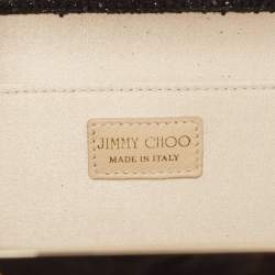 Jimmy Choo Black Fabric and Glitter Frame Clutch