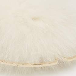 Pre Owned Jimmy Choo White Rabbit Fur and Snakeskin Round Metal Clutch