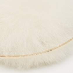 Pre Owned Jimmy Choo White Rabbit Fur and Snakeskin Round Metal Clutch