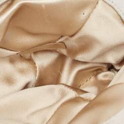 Pre Owned Jimmy Choo White Rabbit Fur and Snakeskin Round Metal Clutch