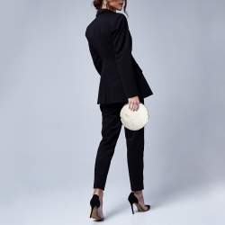 Pre Owned Jimmy Choo White Rabbit Fur and Snakeskin Round Metal Clutch