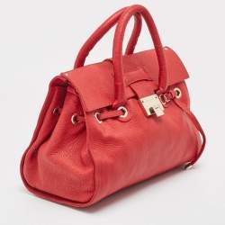 Pre Owned Jimmy Choo Red Leather Rosalie Satchel
