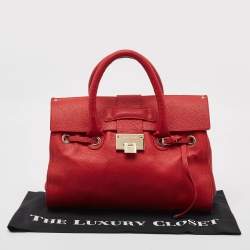 Pre Owned Jimmy Choo Red Leather Rosalie Satchel