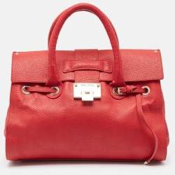 Pre Owned Jimmy Choo Red Leather Rosalie Satchel