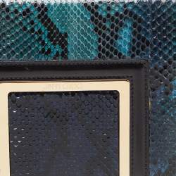 Pre Owned Jimmy Choo Blue Snakeskin Wristlet Clutch