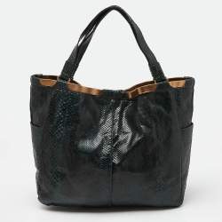 Jimmy Choo Dark Green Python Chain Detail Tote