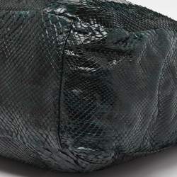 Jimmy Choo Dark Green Python Chain Detail Tote