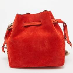 Jimmy Choo Orange Suede Callie Drawstring Bucket Bag