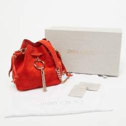 Jimmy Choo Orange Suede Callie Drawstring Bucket Bag