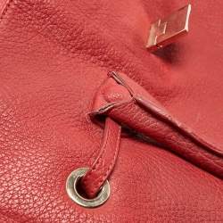 Pre Owned Jimmy Choo Red Grainy Leather Rosalie Top Handle Bag
