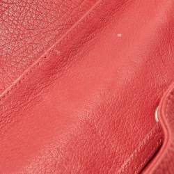 Pre Owned Jimmy Choo Red Grainy Leather Rosalie Top Handle Bag