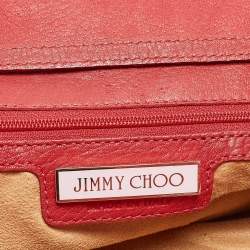 Pre Owned Jimmy Choo Red Grainy Leather Rosalie Top Handle Bag