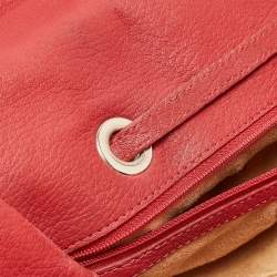 Pre Owned Jimmy Choo Red Grainy Leather Rosalie Top Handle Bag