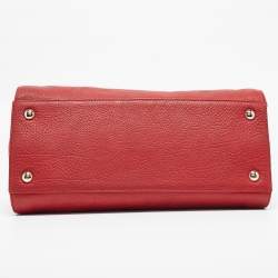 Pre Owned Jimmy Choo Red Grainy Leather Rosalie Top Handle Bag