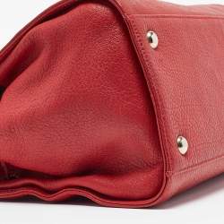 Pre Owned Jimmy Choo Red Grainy Leather Rosalie Top Handle Bag