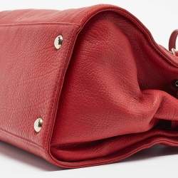 Pre Owned Jimmy Choo Red Grainy Leather Rosalie Top Handle Bag