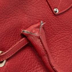 Pre Owned Jimmy Choo Red Grainy Leather Rosalie Top Handle Bag