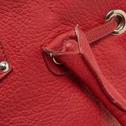 Pre Owned Jimmy Choo Red Grainy Leather Rosalie Top Handle Bag