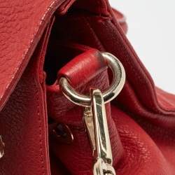 Pre Owned Jimmy Choo Red Grainy Leather Rosalie Top Handle Bag