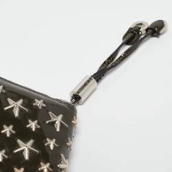 Jimmy Choo Olive Green Patent Leather Star Studded Zip Around Wallet