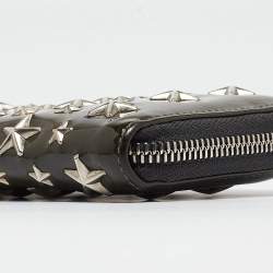 Jimmy Choo Olive Green Patent Leather Star Studded Zip Around Wallet