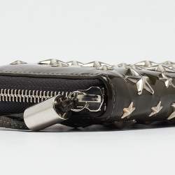 Jimmy Choo Olive Green Patent Leather Star Studded Zip Around Wallet