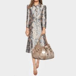 Jimmy Choo Dark Beige/Silver Shimmering Suede Ramona Tote 