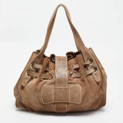 Jimmy Choo Dark Beige/Silver Shimmering Suede Ramona Tote 