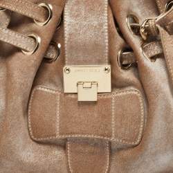 Jimmy Choo Dark Beige/Silver Shimmering Suede Ramona Tote 